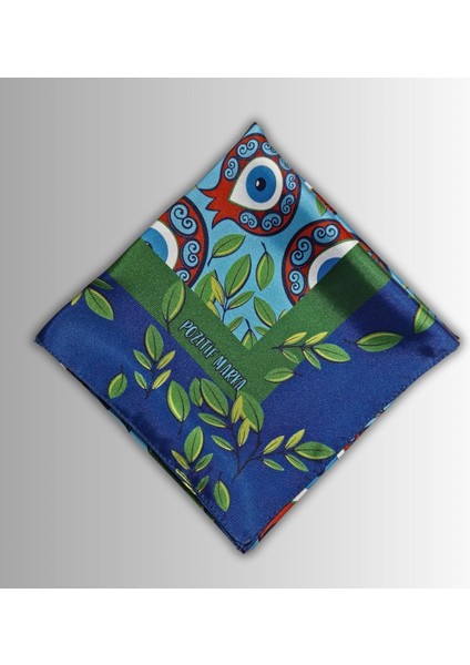 Yeşil Eşarp İpeksi Twill Saten Kumaş Nar Nazar Boncuğu Desenli fırsatları