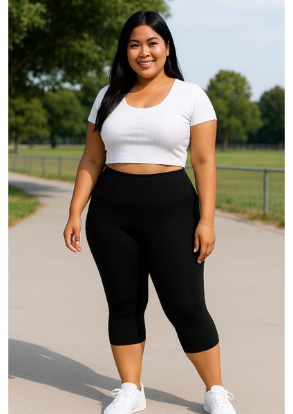 Kadın Büyük Beden Likralı Kapri Tayt ( 3XL - 4XL - 5XL )