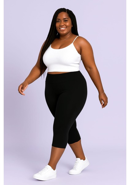 Kadın Büyük Beden Likralı Kapri Tayt ( 3XL - 4XL - 5XL )