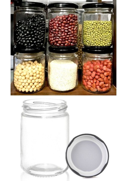 10'lu Siyah Kapaklı Konserve Kavanoz Seti, 660 Cc, Saklama ve Mutfak Düzeni