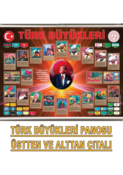 Türk Büyükleri Temalı Pano 70X100 Cm, Beyaz, Şık ve Ilgi Çekici Dekorasyon Parçası