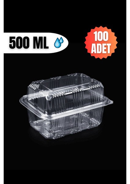 Turuncu, 500 Ml, Kapaklı, Kullan-At Saklama Kabı, 100 Adet, Sızdırmaz, Yüksek Kapak