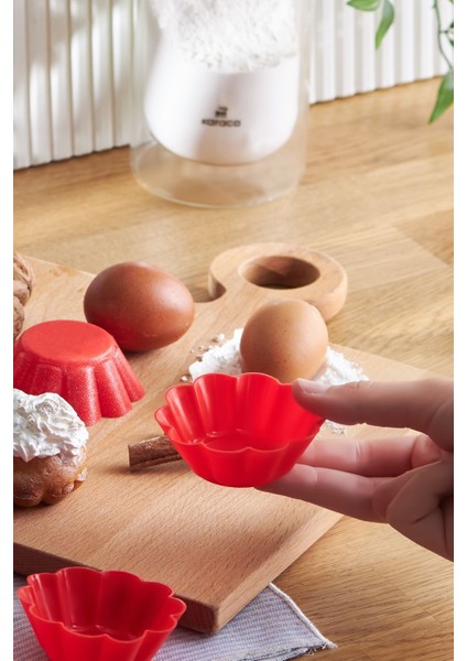 Kırmızı 6'lı Silikon Muffin Kalıbı, Pratik ve Dayanıklı Mutfak Aksesuarı modelleri