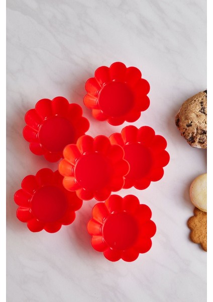 Kırmızı 6'lı Silikon Muffin Kalıbı, Pratik ve Dayanıklı Mutfak Aksesuarı indirimleri