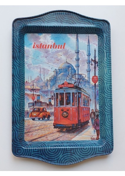 Istanbul Temalı Metal Tepsi, Küçük Boy, 25X16, Şık ve Zarif Tasarım fiyatları