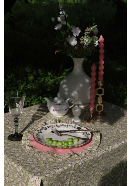 Yeşil Fırfırlı Çiçekli Vintage Supla, 2 Adet, Şık ve Zarif Ev Dekoru. fiyatları