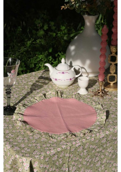 Yeşil Fırfırlı Çiçekli Vintage Supla, 2 Adet, Şık ve Zarif Ev Dekoru. modelleri