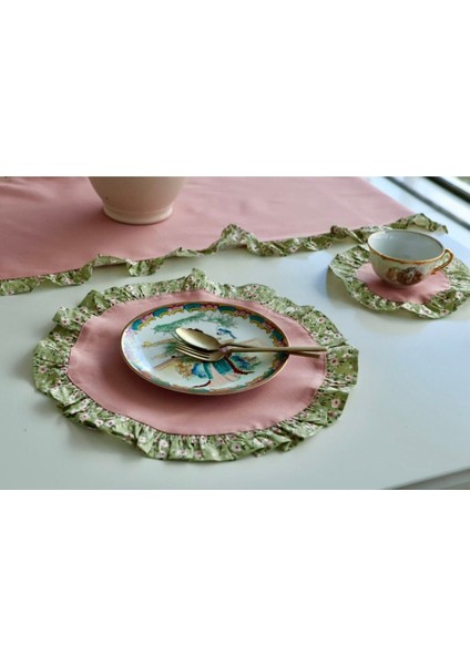 Yeşil Fırfırlı Çiçekli Vintage Supla, 2 Adet, Şık ve Zarif Ev Dekoru. indirimleri