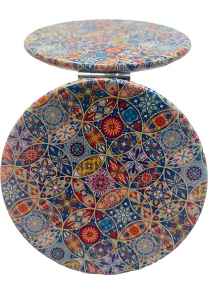 Renkli Taşlı Çift Taraflı Yuvarlak Makyaj Aynası 7 cm modelleri