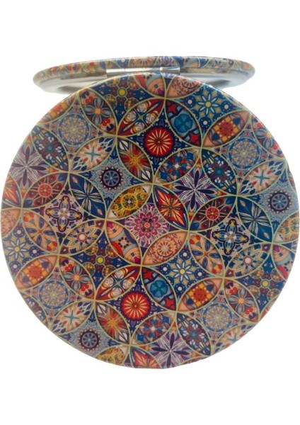 Renkli Taşlı Çift Taraflı Yuvarlak Makyaj Aynası 7 cm fırsatları