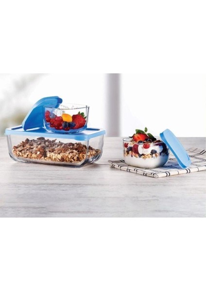 Cam Saklama Kabı 3'lü Set, Beyaz, Kapaklı, Şık ve Pratik Tasarım