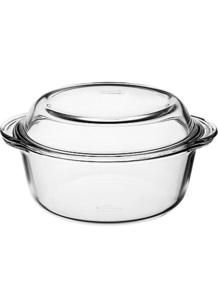 2 Litre Kapaklı Yuvarlak Borcam Tencere, Dayanıklı ve Şık Mutfak Gereci