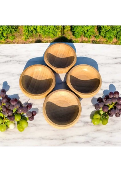 Dört Kişilik Doğal Bambu Çerez Tabağı Seti, Şık ve Kullanışlı Sunumlar Için Ideal