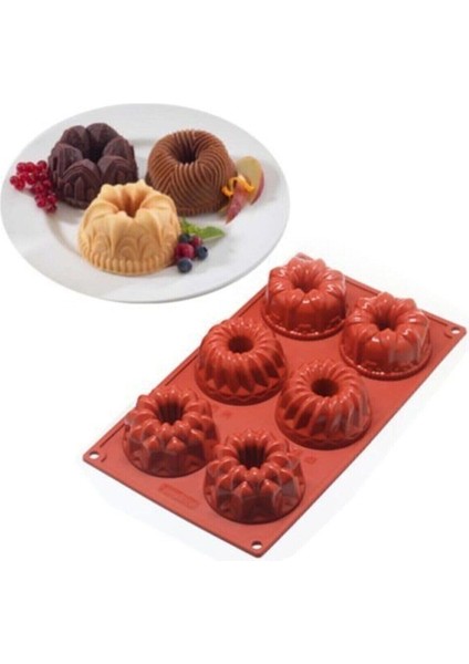 Kahverengi Silikon Pasta ve Kek Kalıbı Seti, 6'lı, Dayanıklı ve Esnek Tasarım