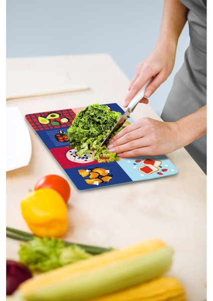 Modern Çok Renkli Karma Desenli Temperli Cam Kesme Tablası 25X35 cm indirimleri