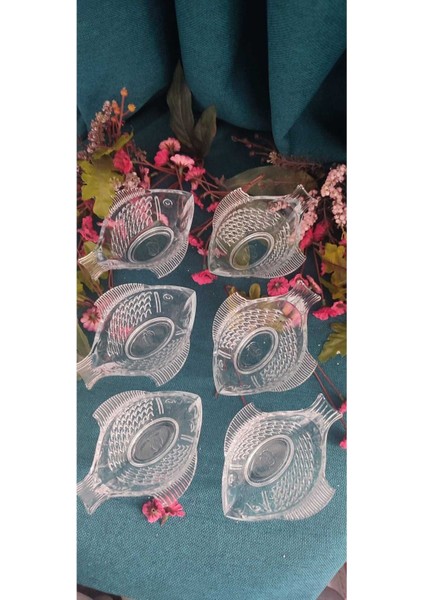 Cam Balık Görünümlü 6'lı Çerez Lokum Sunum Seti, Modern Tasarım, 140 Cc, 13X10 Cm, 6 cm Yükseklik fırsatları