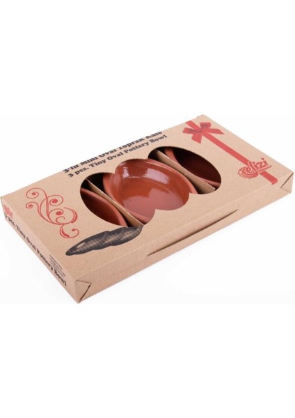 3'lü Sırlı Mini Oval Toprak Kase Seti, Çok Amaçlı Servis ve Sürme Kase, Kahverengi fırsatları