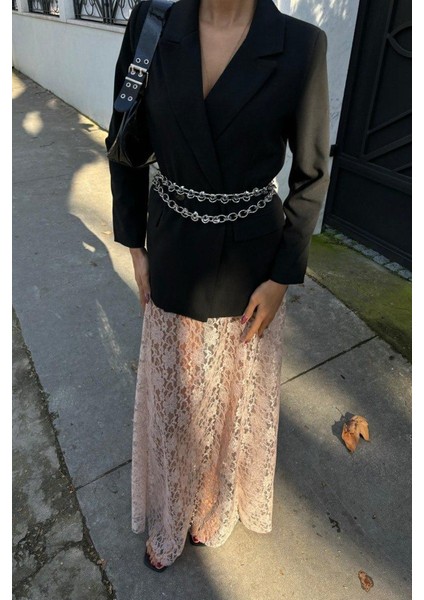 Crimson Grace Kadın Vizon Dantel Maxi Etek – Şık Yazlık Tasarım fırsatları