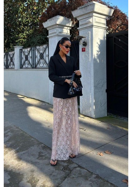 Crimson Grace Kadın Vizon Dantel Maxi Etek – Şık Yazlık Tasarım indirimleri