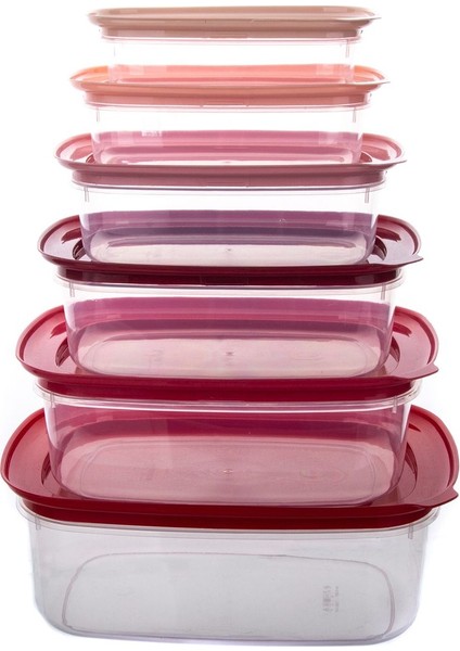 Kırmızı Çok Renkli 12 Parça Saklama Seti, Pratik ve Şık Mutfak Çözümü