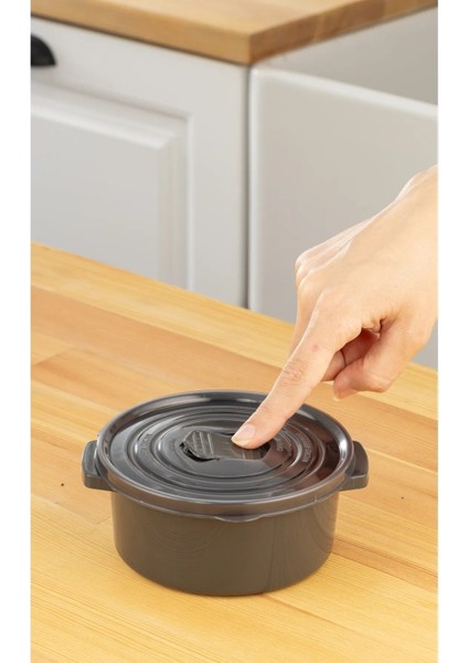 12'li Yuvarlak Saklama Kabı Seti, Mikrodalga ve Difriz Için Antrasit Renk indirimleri