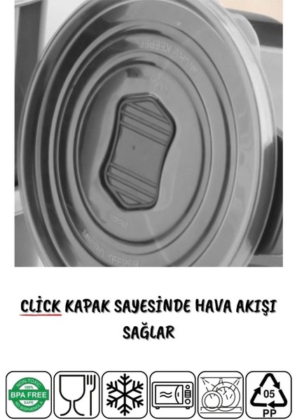 12'li Yuvarlak Saklama Kabı Seti, Mikrodalga ve Difriz Için Antrasit Renk