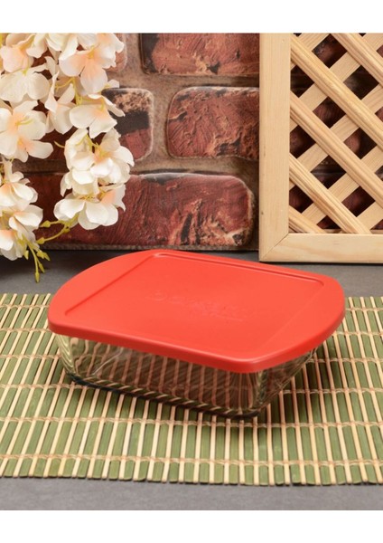 Turuncu Kare Borcam Midi Tepsi 16X16CM, Şık ve Dayanıklı Mutfak Gereci