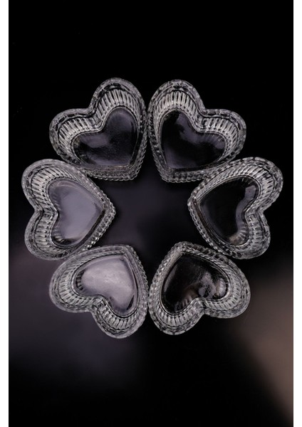 Turuncu 6'lı Kalp Model Cam Sunum Seti, Çerezlik ve Kase, Şık ve Zarif Tasarım modelleri