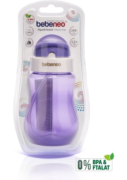 250 ml Pratik Kapaklı Pipetli Bebek Su Matara, Bpa Içermez, Renk: Mor fiyatları
