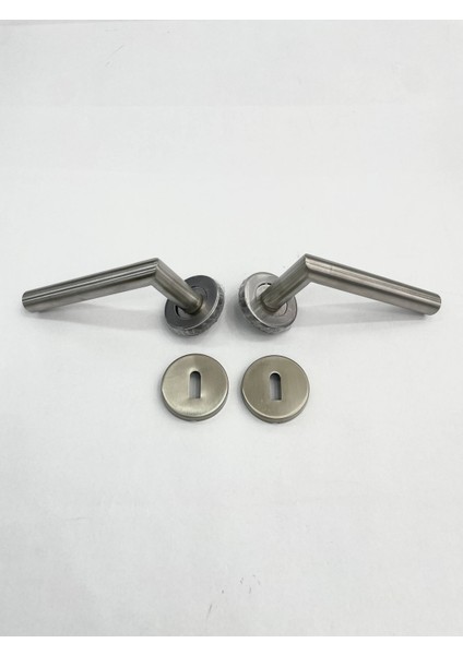Paslanmaz Inox Oda Kapı Kolu - Daire Rozetli - 1 Takım - No : 12