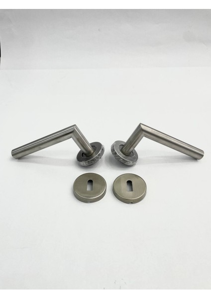 Paslanmaz Inox Oda Kapı Kolu - Daire Rozetli - 1 Takım - No : 12 fiyatları