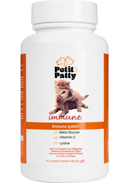 Immune System Kedi ve Köpekler Için Destekleyici Tablet (75 Tablet)