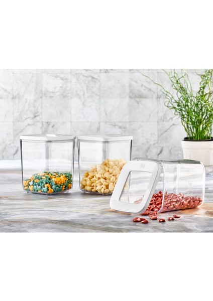 Beyaz 900ML Kare Saklama Kabı 3'lü Set, Pratik ve Şık Mutfak Düzeni Sağlar