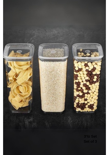 Turuncu Kare Saklama Kabı Seti 3'lü, 1700 ml Kapasite, Sağlıklı ve Şık Tasarım