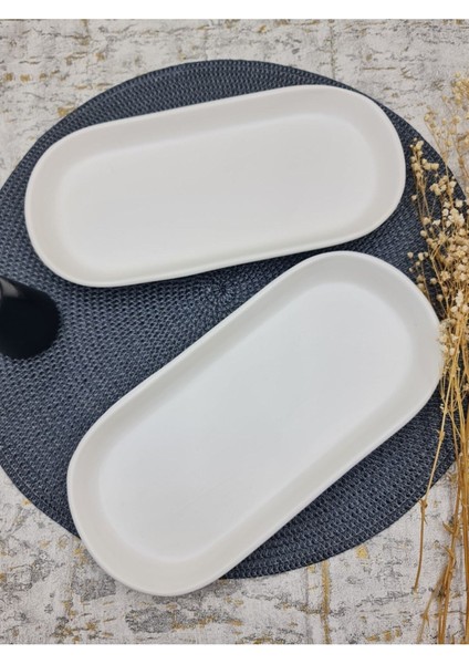 26 cm Mat Kırık Beyaz Kayık Tabak, Şık ve Kullanışlı 2'li Set fiyatları