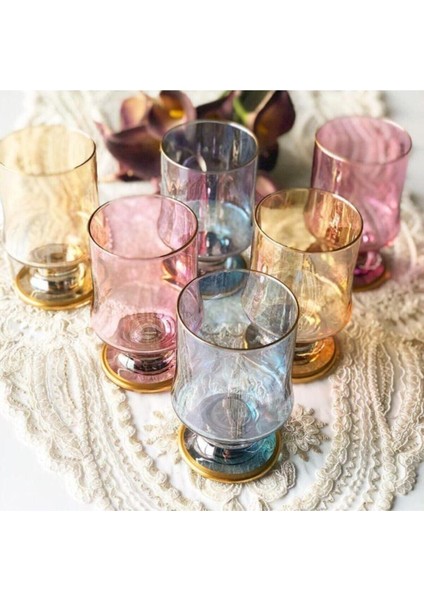 El Dekorlu 6'lı Cam Magnolia Bardak, Şık ve Kullanışlı Tatlı Bardağı Seti