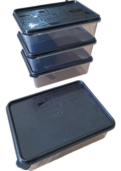 Mikrodalga ve Derin Dondurucu Uyumlu 4'lü Saklama Kabı Seti, 1,7 L, Gri, Mavi Renk indirimleri