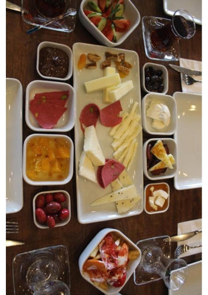 Beyaz 4'lü Kare Sosluk ve Kahvaltılık Tabağı Seti, 7x7 Cm, Şık ve Kullanışlı modelleri