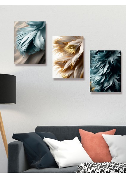 Renkli Modern Sanat Çalışması 3'lü Tablo Seti, Şık ve Estetik Dekorasyon Için Mükemmel