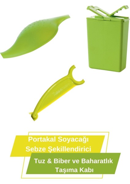 Yeşil Çok Amaçlı Mutfak Gereçleri 3’lü Set, Kullanışlı ve Şık Tasarım