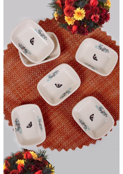 6'lı 11 cm Retro Kayık Dikdörtgen Seti, Şık ve Zarif Tasarım