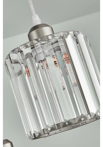 Krom Renk Kristal Taşlı Üçlü Sarkıt Avize, Dekoratif ve Şık Işıklandırma Parçası modelleri