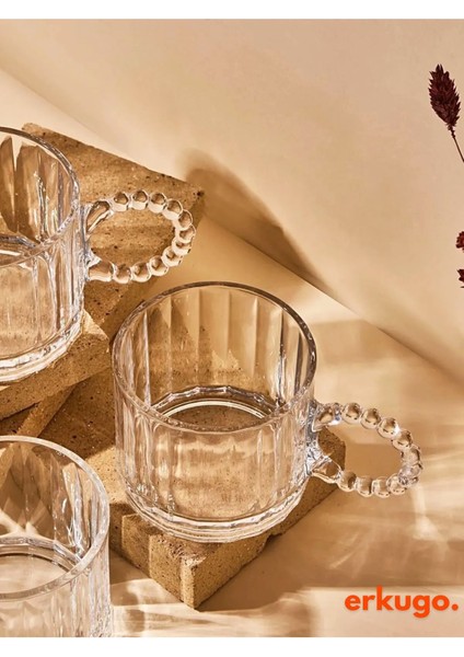 6 Adet Isıya Dayanıklı Boncuk Kulplu Çay Bardağı 250 ml indirimleri