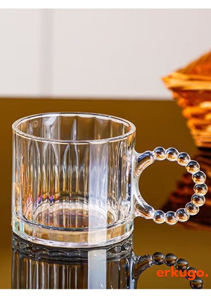6 Adet Isıya Dayanıklı Boncuk Kulplu Çay Bardağı 250 ml