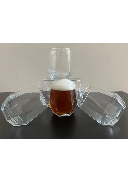 Beyaz 6'lı Şeffaf Su ve Meşrubat Bardağı Seti