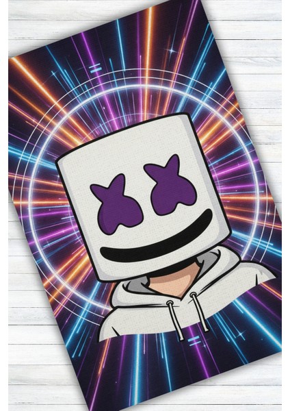 Marsmello Figürlü Renkli Halı Dijital Baskılı Pamuk Dokuma Kaymaz Tabanlı Yıkanabilir Antialerjik Pati Dostu Oyun Halısı modelleri