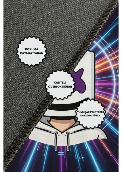 Marsmello Figürlü Renkli Halı Dijital Baskılı Pamuk Dokuma Kaymaz Tabanlı Yıkanabilir Antialerjik Pati Dostu Oyun Halısı indirimleri