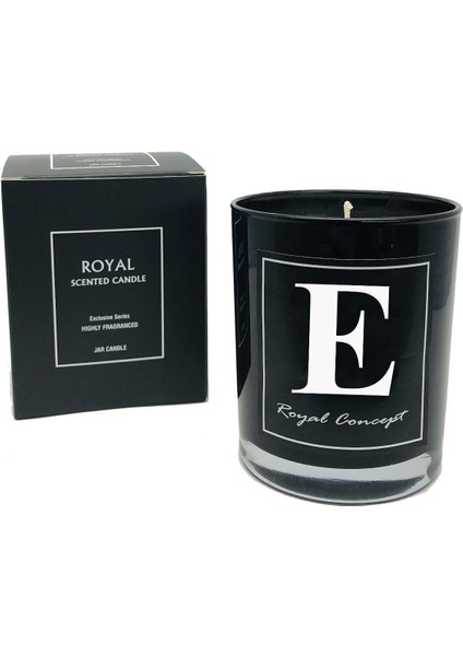 Büyük Boy Pudra Kokulu E Harf Bardak Mum, Şık ve Şeffaf Dekoratif Ürün