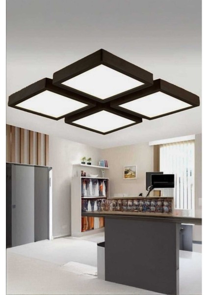 Siyah Kare Ahşap Avize, Gün Işığı, Dekoratif, Şık, Led, Salon, Hol, Balkon Için. fiyatları