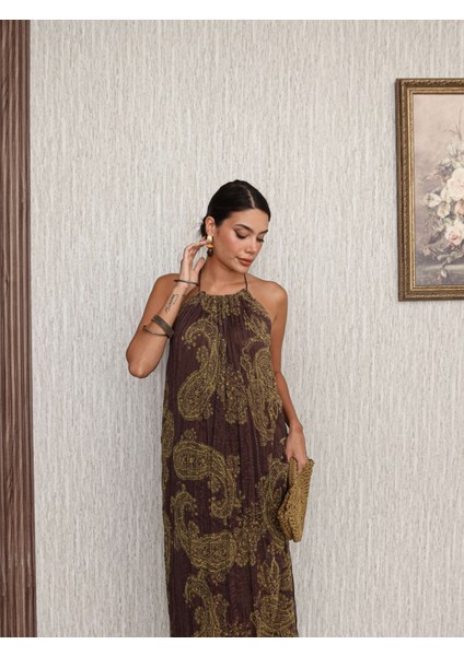 Sırt Dekolte Jakarlı Uzun Elbise indirimleri